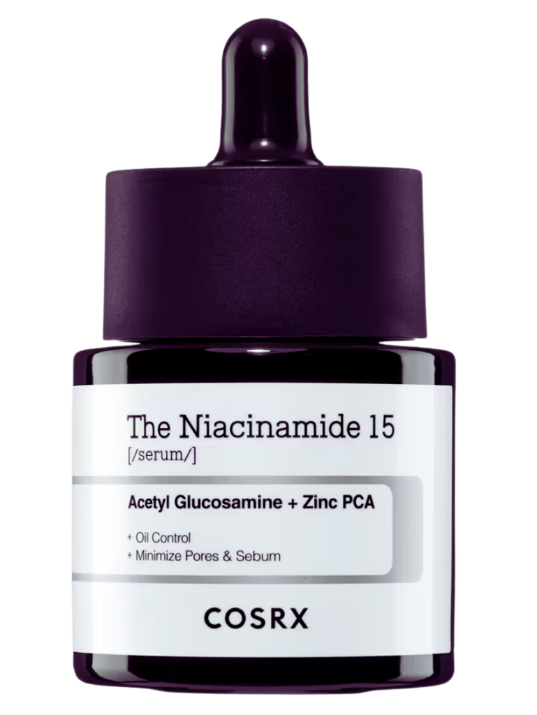 COSRX Niacinamide 15% serum skincare product for acne scars, brightening, and oil control.